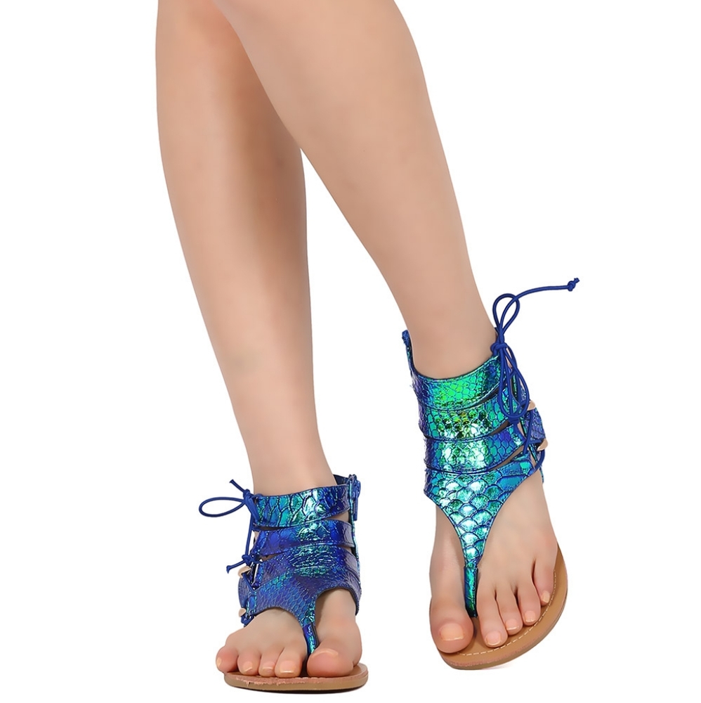 Holographic Mermaid Scales Sandals